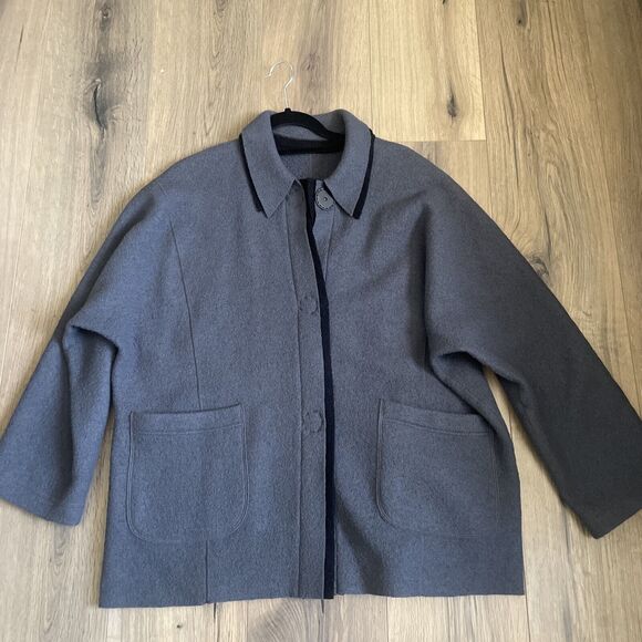 Babette Size Medium Boiled Wool Long Sweater Jacket Snap Closure Lagenlook - Picture 1 of 8